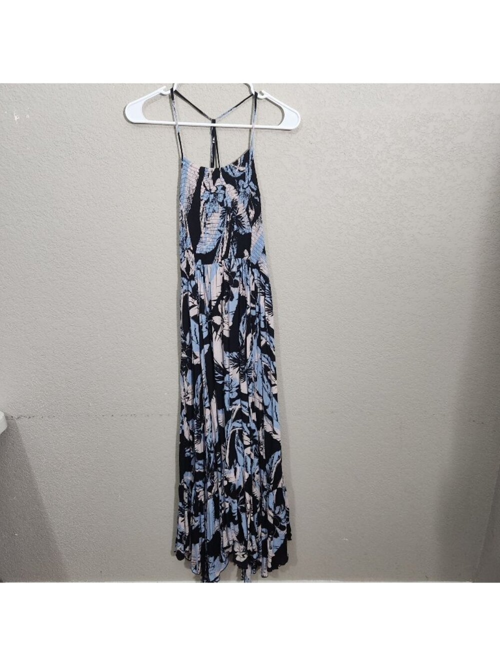 Free People Intimately Maxi Dress Womens Large Floral Straps Lightweight Blue